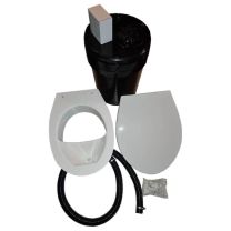 INI urinescheider compleet met slang, toiletbril, emmers, 12v fan en adapter wit
