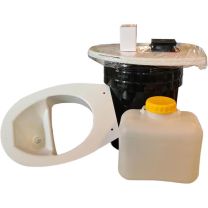 INI urinescheider compleet met urinetank, toiletbril, emmers, 12v fan en adapter wit